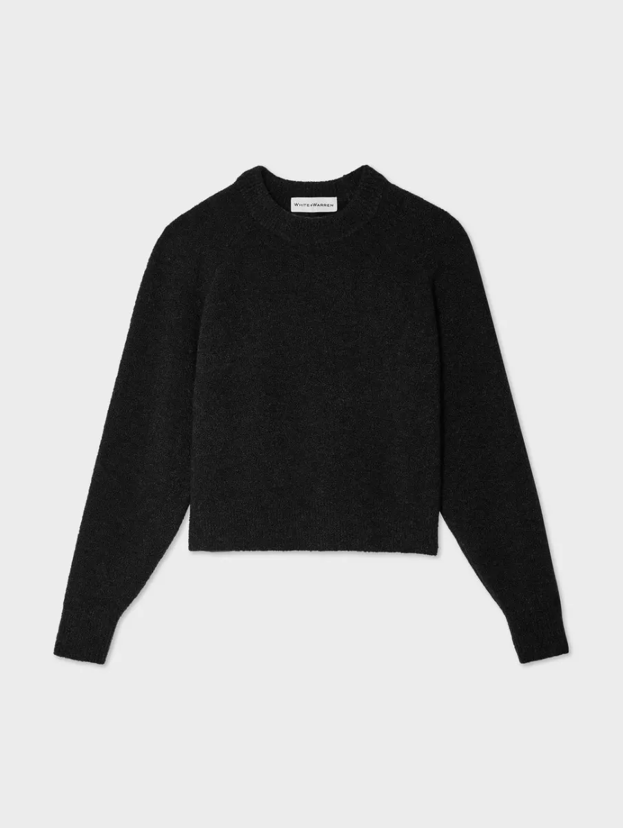 Discount White + Warren merino cashmere boucle sweatshirt Black