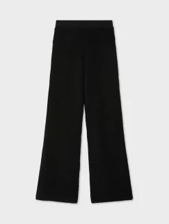 Clearance White + Warren merino cashmere boucle wide leg pant Black