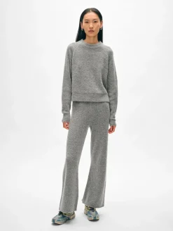 Sale White + Warren merino cashmere boucle wide leg pant PaleSmoke