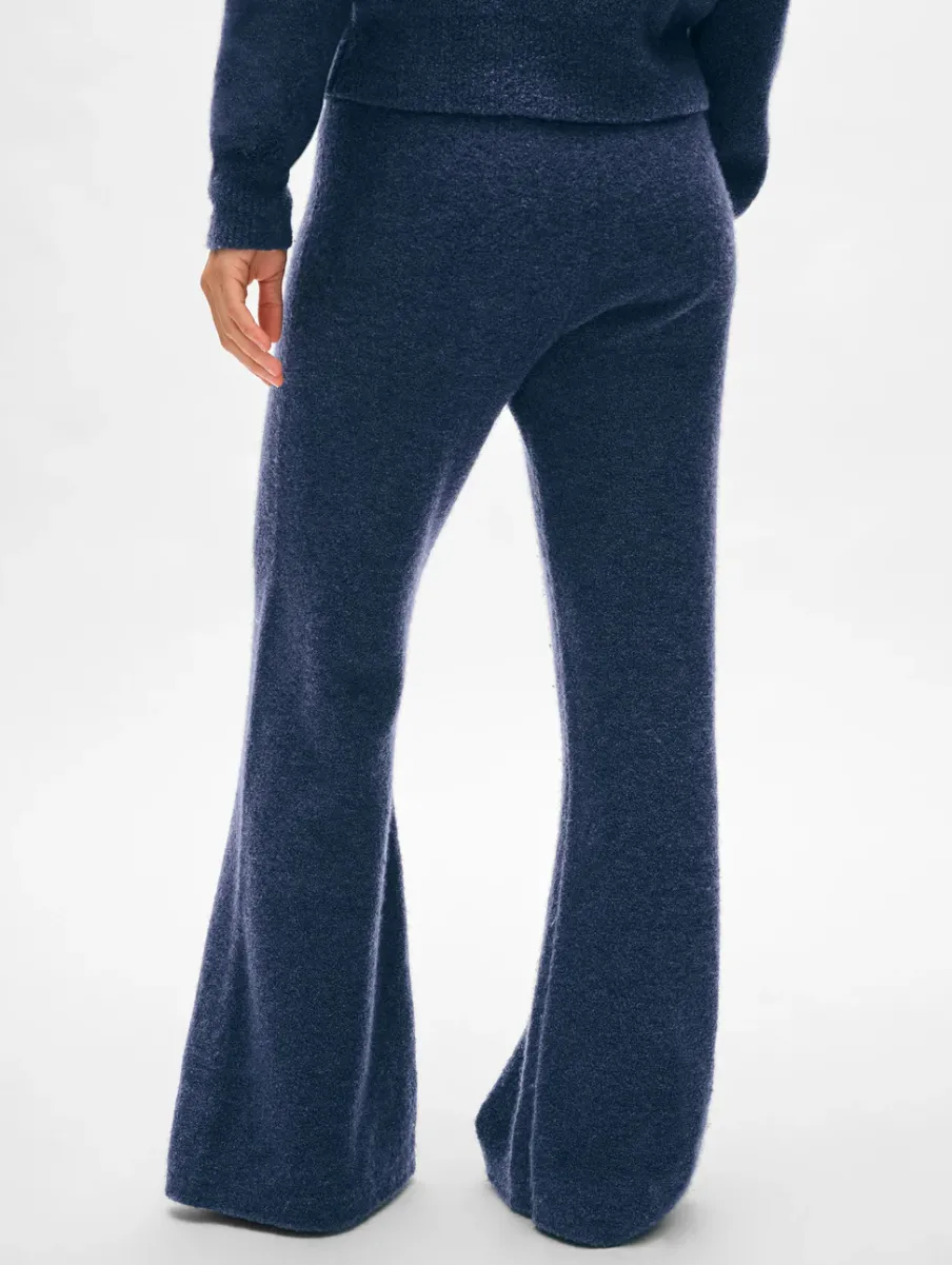 Online White + Warren merino cashmere boucle wide leg pant Indigo