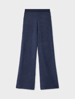 Online White + Warren merino cashmere boucle wide leg pant Indigo
