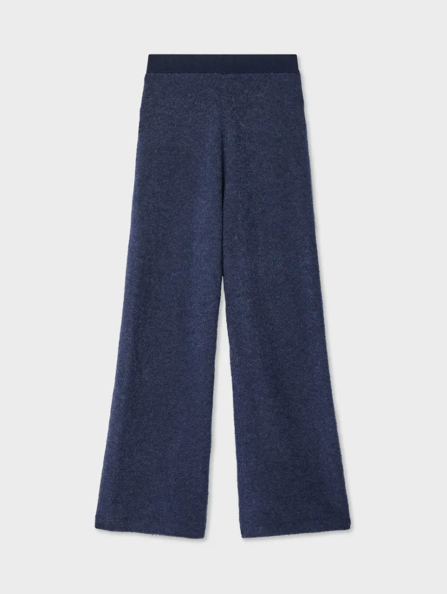 Online White + Warren merino cashmere boucle wide leg pant Indigo