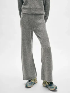 Online White + Warren merino cashmere boucle wide leg pant PaleSmoke
