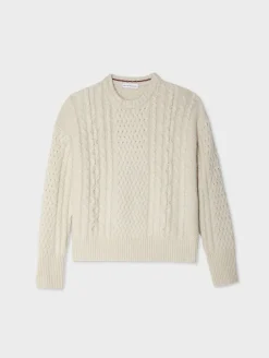 Sale White + Warren merino cashmere cable crewneck Ivory