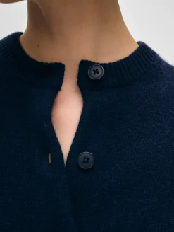 Sale White + Warren merino cashmere crewneck cardigan Navy