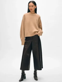 Best White + Warren merino cashmere drop shoulder crewneck SoftCamel