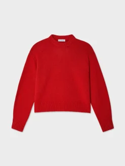 Outlet White + Warren merino cashmere drop shoulder crewneck CottageRed