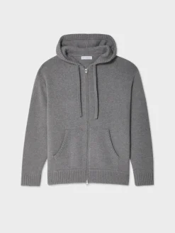 Sale White + Warren merino cashmere luxe boyfriend hoodie PewterHeather