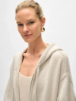 Sale White + Warren merino cashmere luxe boyfriend hoodie Ivory