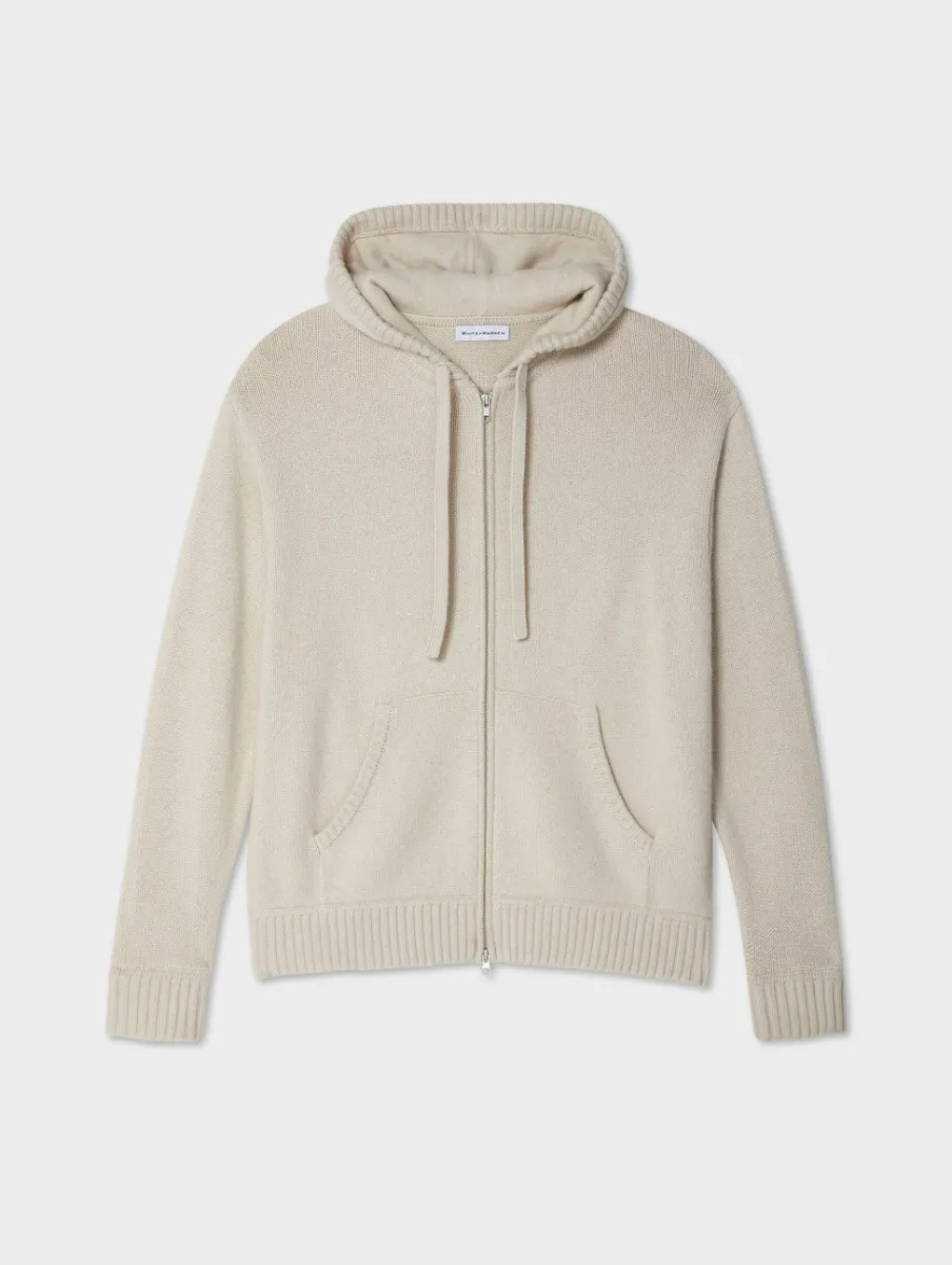 Hot White + Warren merino cashmere luxe boyfriend hoodie Ivory