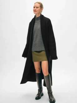 Online White + Warren merino cashmere luxe coatigan Black