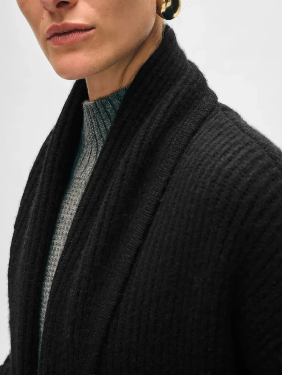 Online White + Warren merino cashmere luxe coatigan Black