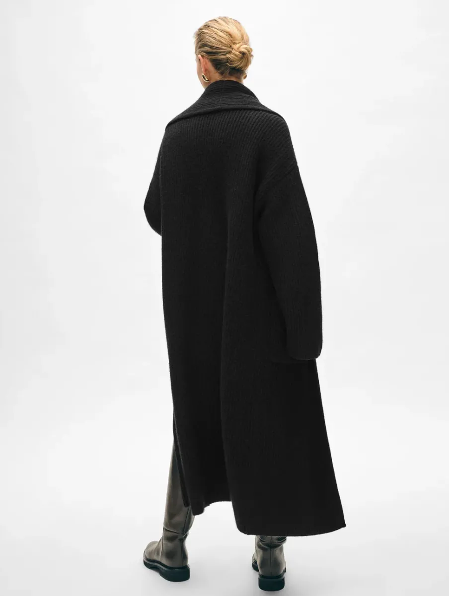 Online White + Warren merino cashmere luxe coatigan Black