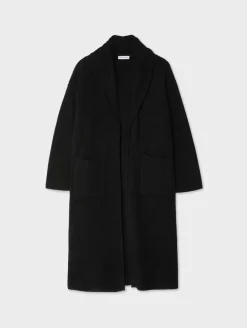 Online White + Warren merino cashmere luxe coatigan Black