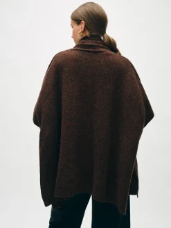 Sale White + Warren merino cashmere open poncho Umber/BlackMarl