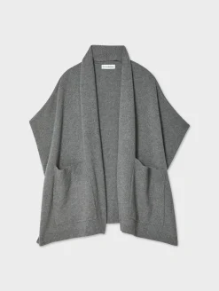 Outlet White + Warren merino cashmere open poncho DarkSteel