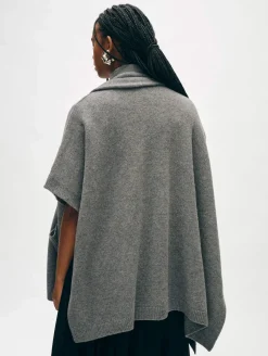 Best White + Warren merino cashmere open poncho DarkSteel