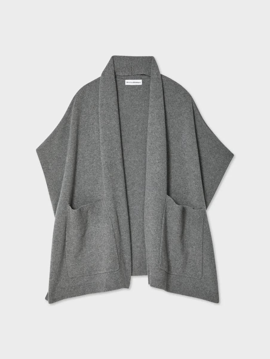 Best White + Warren merino cashmere open poncho DarkSteel
