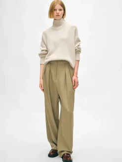 Outlet White + Warren merino cashmere standneck Ivory