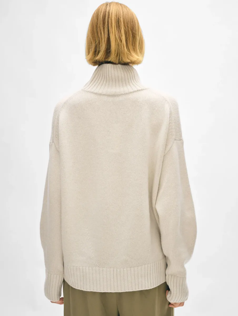 Outlet White + Warren merino cashmere standneck Ivory