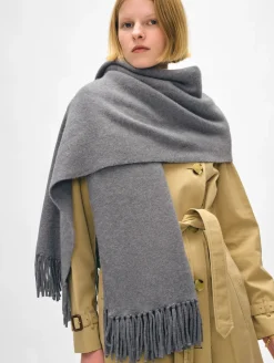 Sale White + Warren merino cashmere tassel scarf PewterHeather