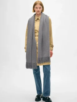 Sale White + Warren merino cashmere tassel scarf PewterHeather