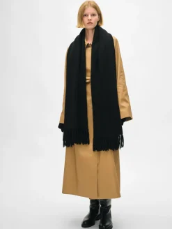 Discount White + Warren merino cashmere tassel scarf Black