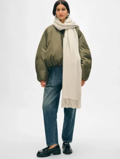 Clearance White + Warren merino cashmere tassel scarf Ivory