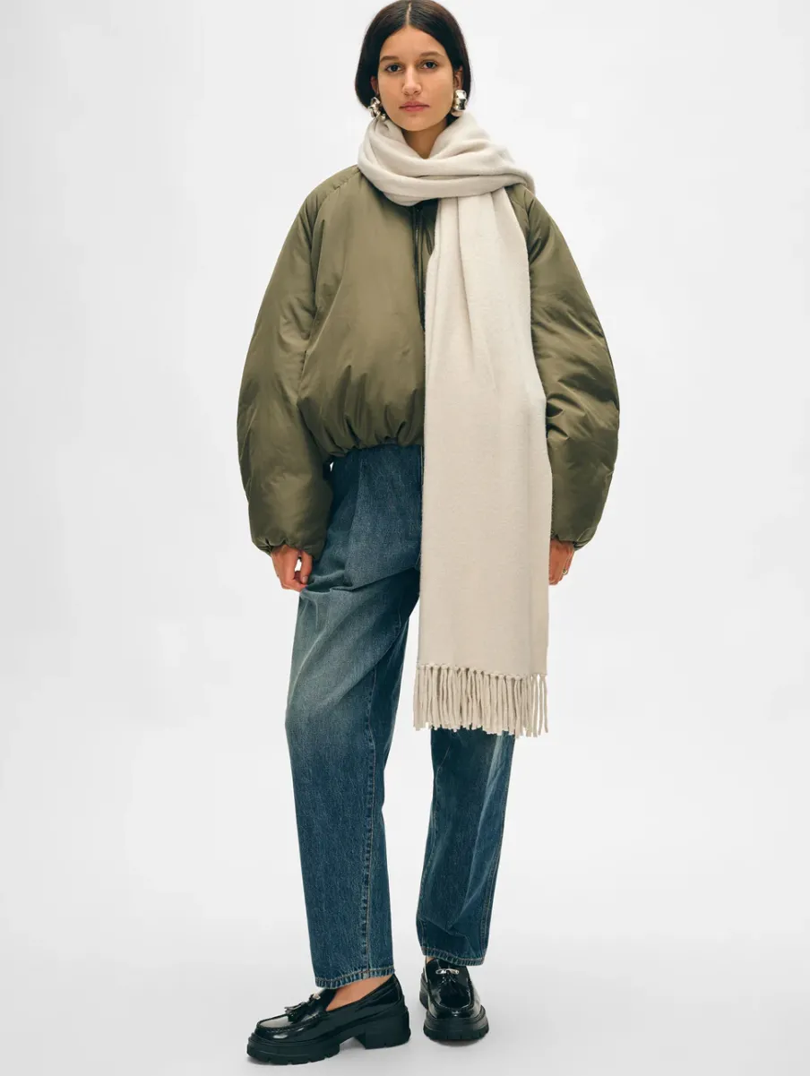 Clearance White + Warren merino cashmere tassel scarf Ivory