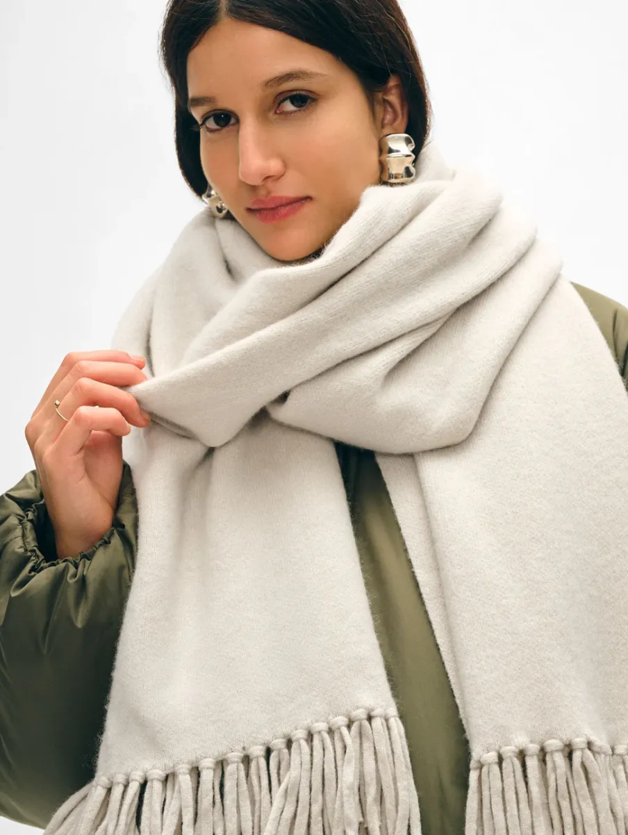 Clearance White + Warren merino cashmere tassel scarf Ivory