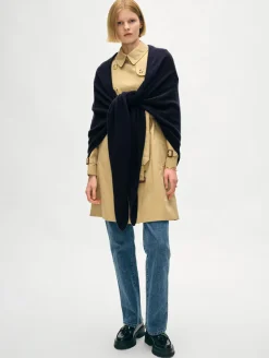 Best White + Warren merino cashmere triangle scarf Navy