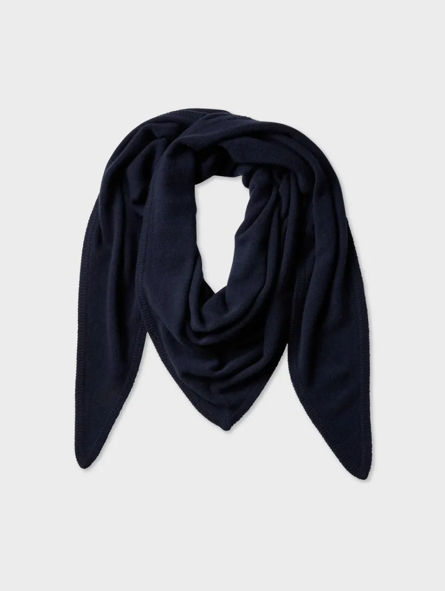 Best White + Warren merino cashmere triangle scarf Navy