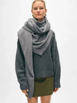 Sale White + Warren merino cashmere triangle scarf PewterHeather