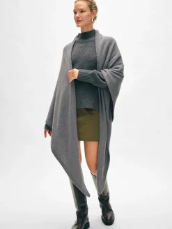 Sale White + Warren merino cashmere triangle scarf PewterHeather