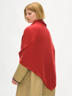 Hot White + Warren merino cashmere triangle scarf CottageRed