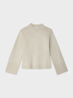Best White + Warren merino cashmere waisted crewneck Ivory