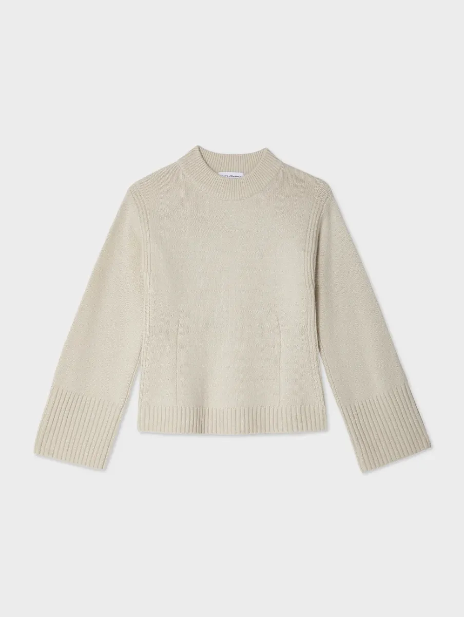 Best White + Warren merino cashmere waisted crewneck Ivory