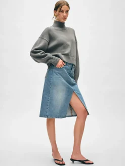 Sale White + Warren organic cotton cropped standneck Stone
