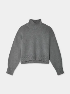 Sale White + Warren organic cotton cropped standneck Stone