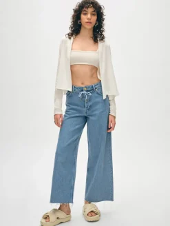 Online White + Warren organic cotton cropped trapeze cardigan White