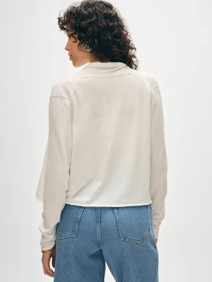 Online White + Warren organic cotton cropped trapeze cardigan White