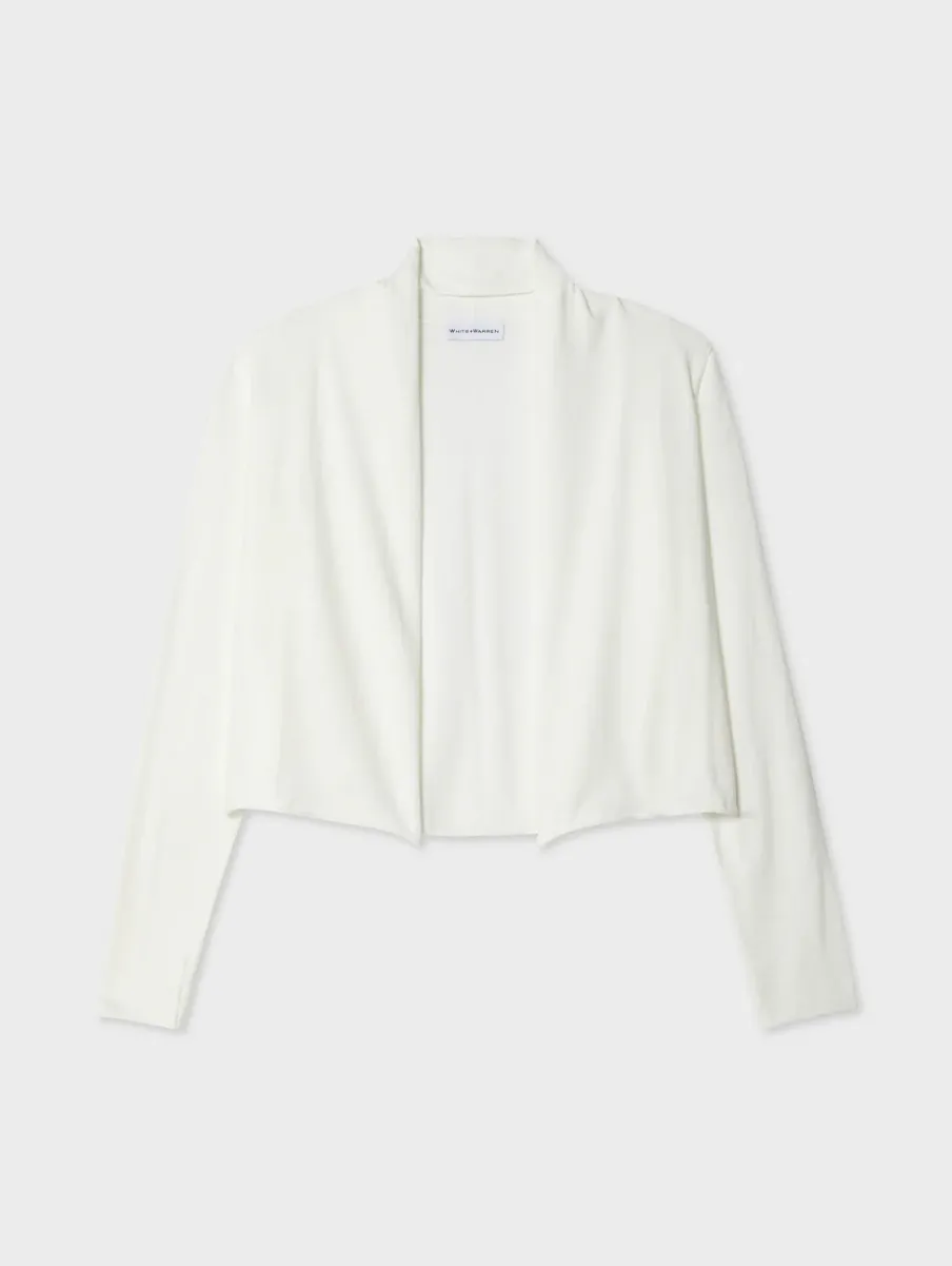 Online White + Warren organic cotton cropped trapeze cardigan White