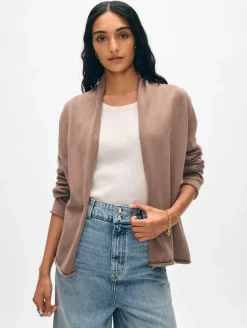 Fashion White + Warren organic cotton mini trapeze cardigan Mocha