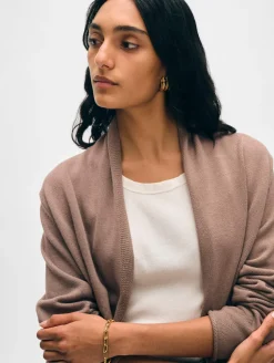 Fashion White + Warren organic cotton mini trapeze cardigan Mocha