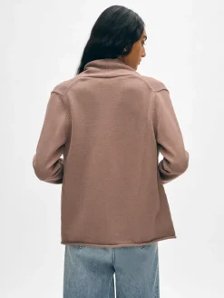 Fashion White + Warren organic cotton mini trapeze cardigan Mocha