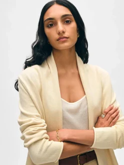 Discount White + Warren organic cotton mini trapeze cardigan Ecru