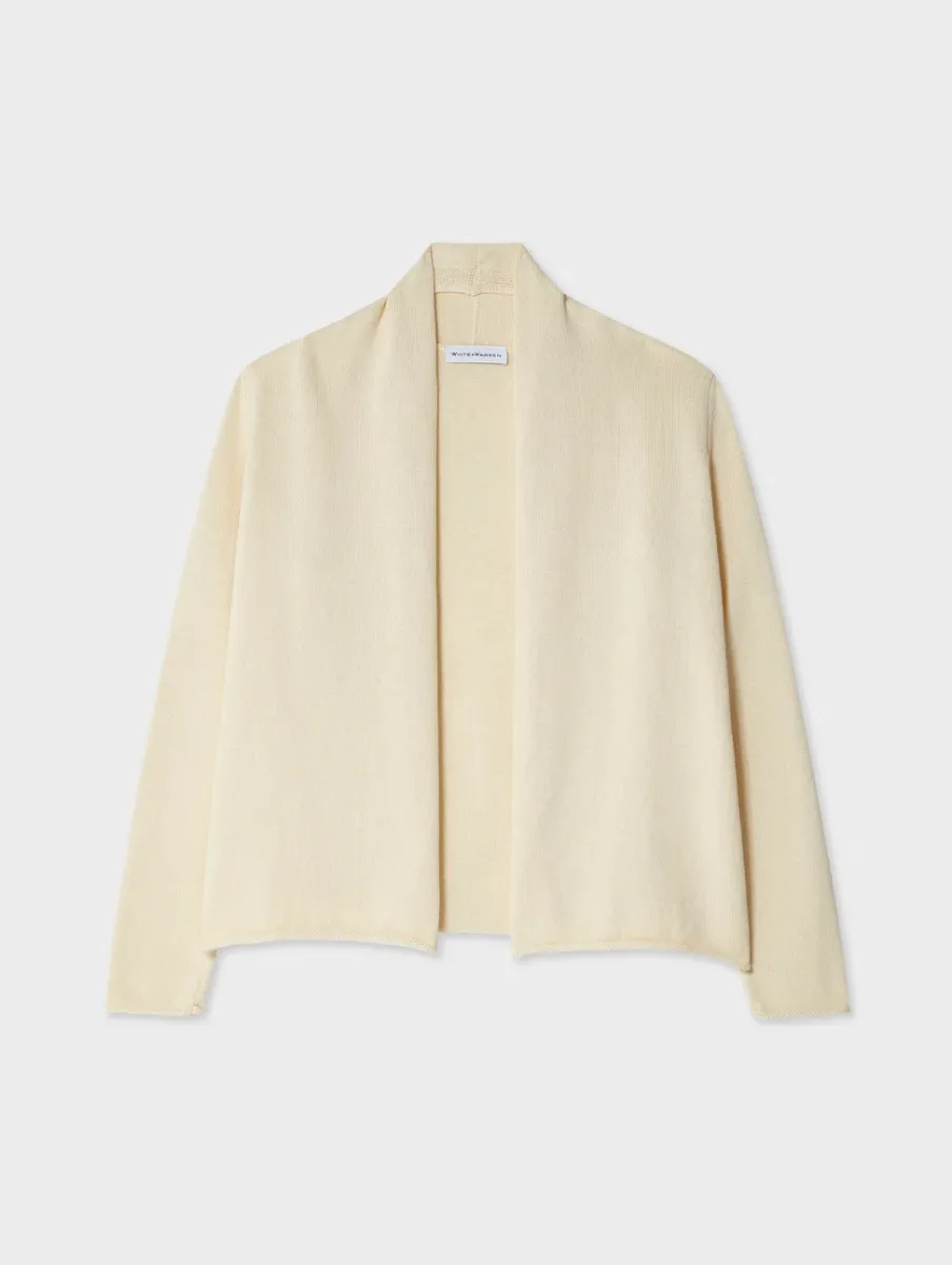 Discount White + Warren organic cotton mini trapeze cardigan Ecru