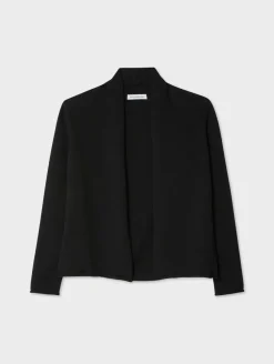Online White + Warren organic cotton mini trapeze cardigan Black