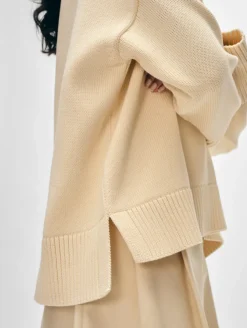 Outlet White + Warren organic cotton oversized v neck Ecru
