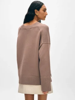 Online White + Warren organic cotton oversized v neck Mocha